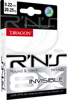 Plecionka Dragon R'N'S 8X Invisible 150m 0.12mm/9.90kg przeźroczysta
