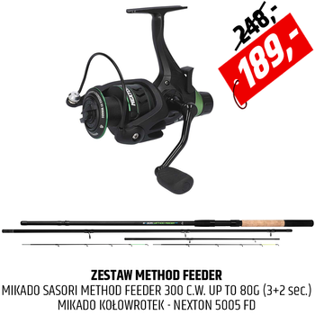 Zestaw Wędka Mikado Sasori Method Feeder z kołowrotkiem Nexton