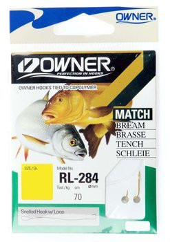 Haczyki Owner Sode złoty nr 10 z przyponem 0,14 mm