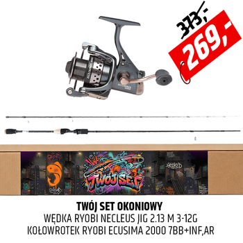 Twój SET Okoniowy - Wędka Ryobi Necleus Jig z kołowrotkiem Ecusima
