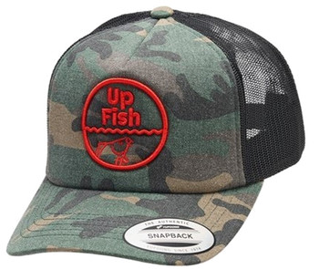 Czapka Up Fish Camo Trucker Cap - WOOD CAMO BLACK RED