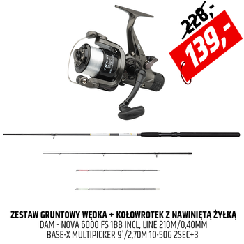 Zestaw feederowy DAM wędka Base-X z kołowrotkiem Nova