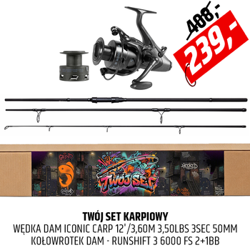 Twój Set Karpiowy wędka DAM Iconic Carp z kołowrotkiem Runshift 3