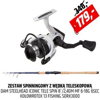 Zestaw spinningowy tele DAM Steelhead Iconic z kołowrotkiem Source K