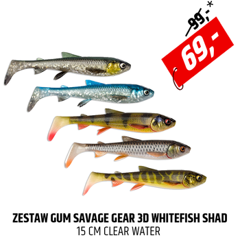 Zestaw gum Savage Gear 3D Whitefish Shad Clear Water