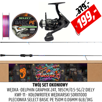 Twój SET Okoniowy - Wędka Delphin GraphiX z kołowrotkiem Source X
