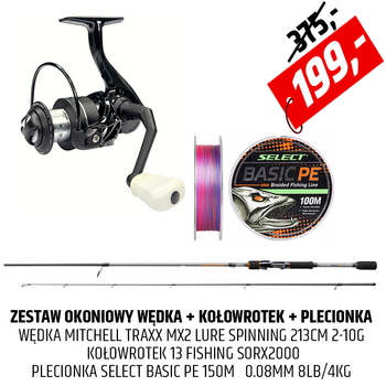 Zestaw na okonie Wędka Mitchell Traxx z kołowrotkiem i plecionką